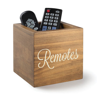 wood remote storage box