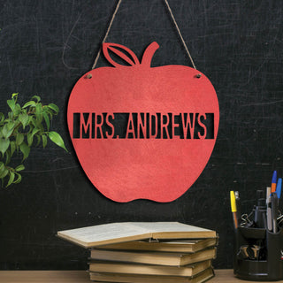 Red Apple Hanging Wood Plaque