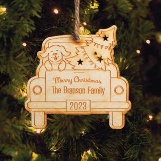 Pickup Pup Personalized Wood Ornament