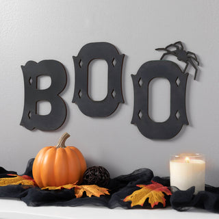 Boo Black Wood Plaque