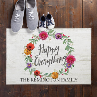 Happy Everything Floral Personalized Doormat