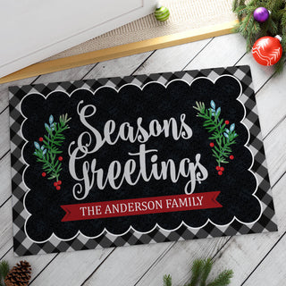 Seasons Greetings Personalized Doormat