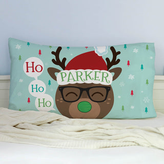 Boy Reindeer Personalized Holiday Pillowcase