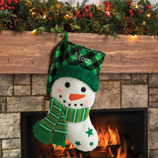 Christmas Character with Checkered Plaid Hat Personalized Stocking