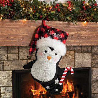 Christmas Character with Checkered Plaid Hat Personalized Stocking