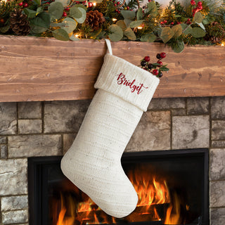 Cream & Glitter Personalized Knit Stocking