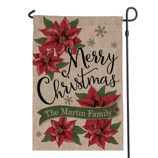 Poinsettia Personalized Burlap Garden Flag