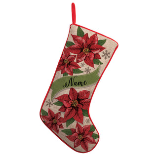 Poinsettia Personalized Burlap Stocking