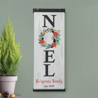 NOEL Wreath Personalized Hanging Canvas