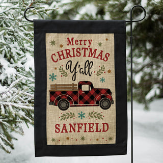 Merry Christmas Y'all Personalized Burlap Garden Flag