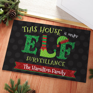 Elf Surveillance Personalized Doormat