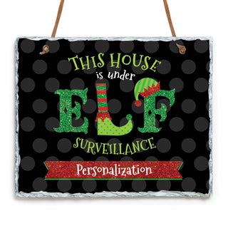 Elf Surveillance Personalized Hanging Slate