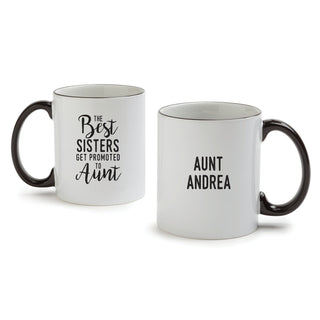 Personalized Best Sisters White Coffee Mug with Black Rim and Handle-11oz