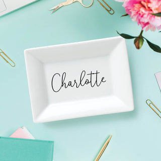 Script Name Personalized Square Trinket Dish