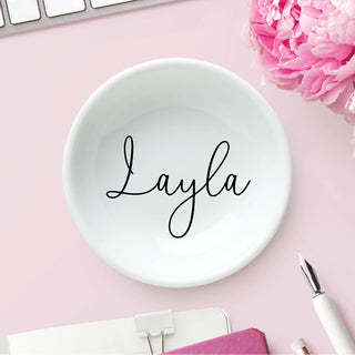 Script Name Personalized Round Trinket Dish