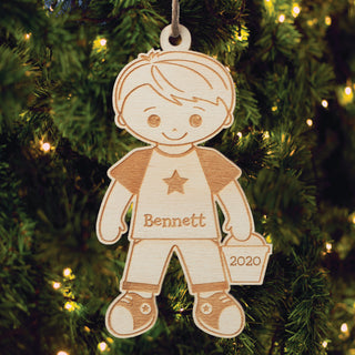 Little Boy Wood Ornament 