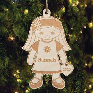 Girl wood ornament