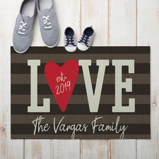 Love Striped Personalized Doormat