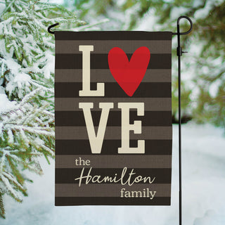 Striped Love Personalized Garden Flag