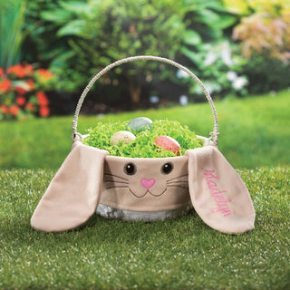 Pink Script Personalized Easter Bunny Basket