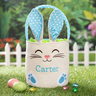 Personalized Blue Bunny Bucket Bags	