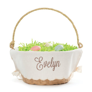 Easter Basket with Personalized Liner in Brown Embroidery