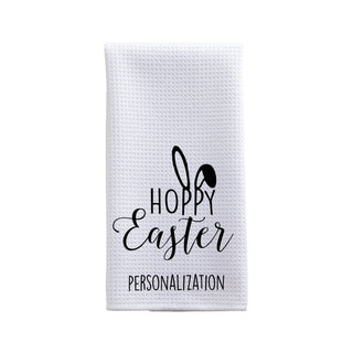 Hoppy Easter Personalized Waffle Tea Towel