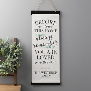 Before You Leave This Home Personalized Hanging Canvas