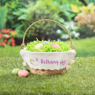 Bunny and eggs scalloped hem easter basket 