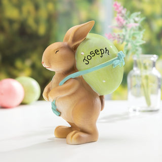 Cheerful Bunny With Green Egg Personalized Figurine