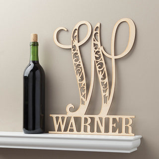 Medium Family Letter Personalized Natural Wood Plaque