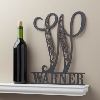 Medium Family Letter Personalized Black Wood Plaque