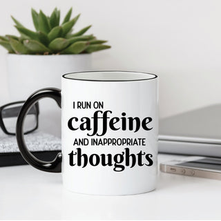 Run on Caffeine Personalized Black Handle Coffee Mug - 11 oz.