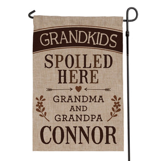 Grandkids Spoiled Here Personalized Burlap Garden Flag