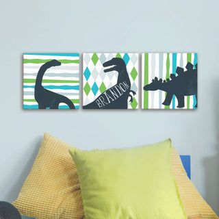 Dinosaurs Personalized 8x8 Canvas Trio Set