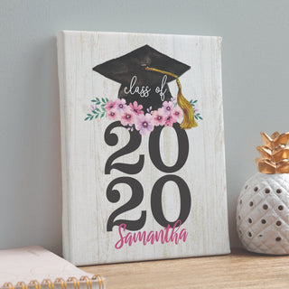 Floral Graduation Cap with Year Personalized 8x10 Canvas