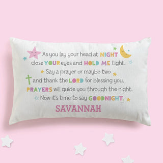 Girl Goodnight Prayer Personalized Lumbar Pillow