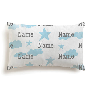 Personalized Blue Stars and Clouds Lumbar  Throw Pillow