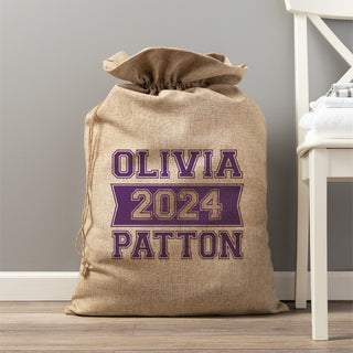 Graduation Personalized Burlap Laundry Bag