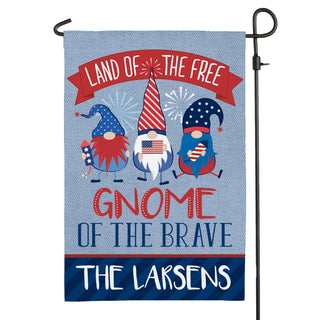 Gnome of the Brave Personalized Garden Flag