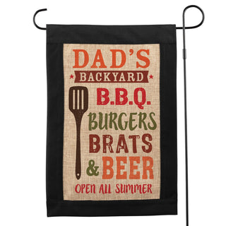 Backyard BBQ Personalized Burlap Garden Flag