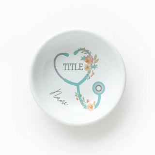 Floral Stethoscope Round Trinket Dish