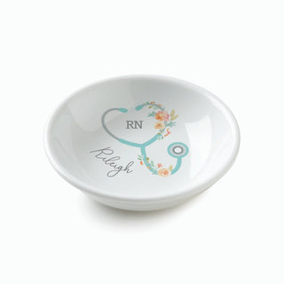 Floral Stethoscope Round Trinket Dish