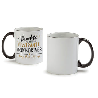 Thank You Truck Driver White Coffee Mug with Black Rim and Handle-11oz