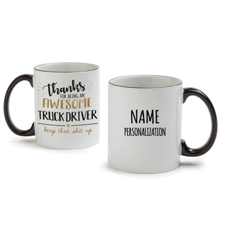 Thank You Truck Driver White Coffee Mug with Black Rim and Handle-11oz