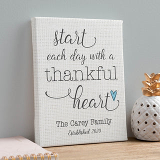 Start Each Day With A Thankful Heart Personalized 8x10 Canvas