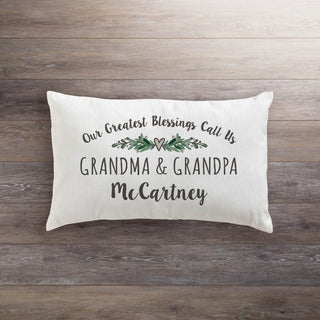 Our Greatest Blessings Call Us Personalized Lumbar Throw Pillow