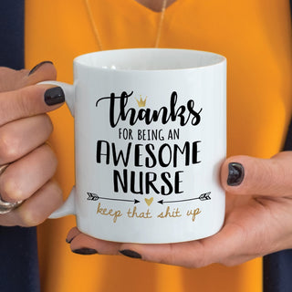 Thanks Awesome Nurse Personalized White Coffee Mug - 11 oz.