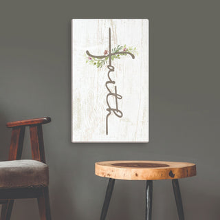 Faith Cross 10x16 Ivory Canvas