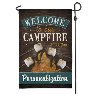 Welcome To Our Campfire Personalized Garden Flag With 4 Marshmallows